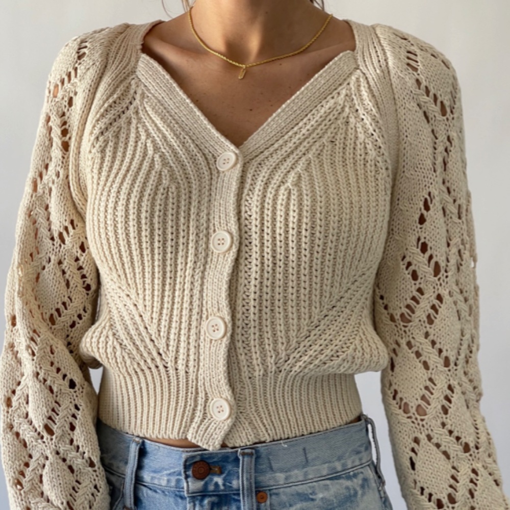 ASTR Angelica Pointelle Knit Cardigan